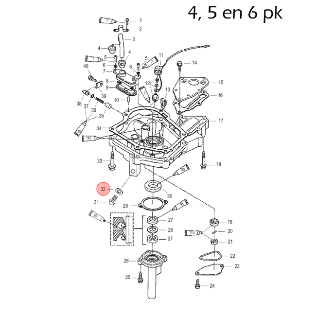 Mercury Motorolie afdichtingsring voor 2,5 t/m 6 pk buitenboordmotor