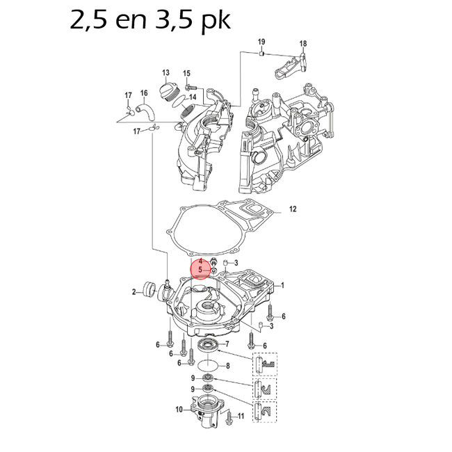 Mercury Motorolie afdichtingsring voor 2,5 t/m 6 pk buitenboordmotor
