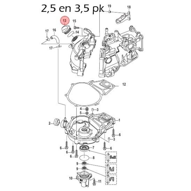 Mercury Olievuldop voor 2,5 t/m 9,9 pk buitenboordmotor