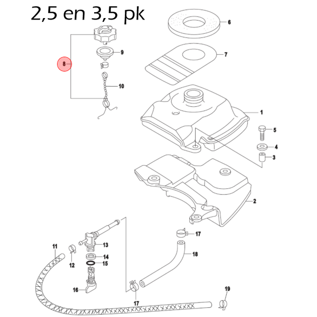 Mercury Benzinedop voor 2,5 t/m 6 pk buitenboordmotor
