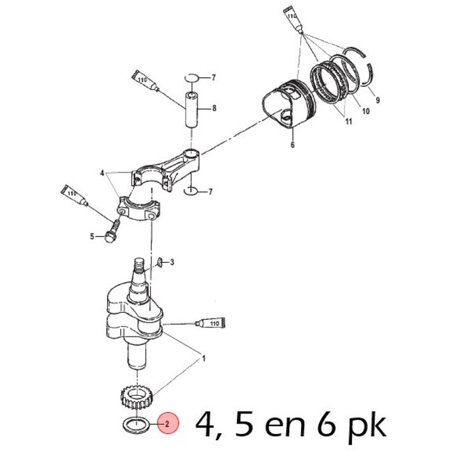 Mercury Motorolie afdichtingsring voor 2,5 t/m 6 pk buitenboordmotor