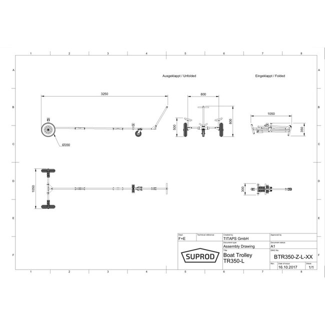Opvouwbare handtrailer voor rubberboten