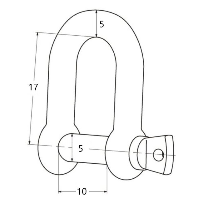 Talamex D-sluiting - oogbout RVS 5 mm