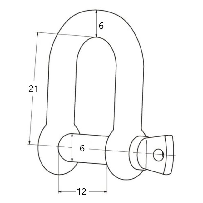 Talamex D-sluiting - oogbout RVS 6 mm