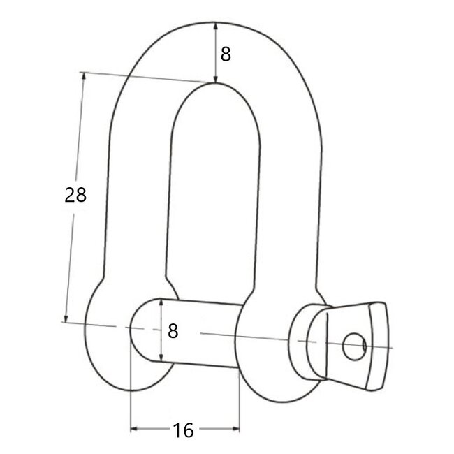 Talamex D-sluiting - oogbout RVS 8 mm