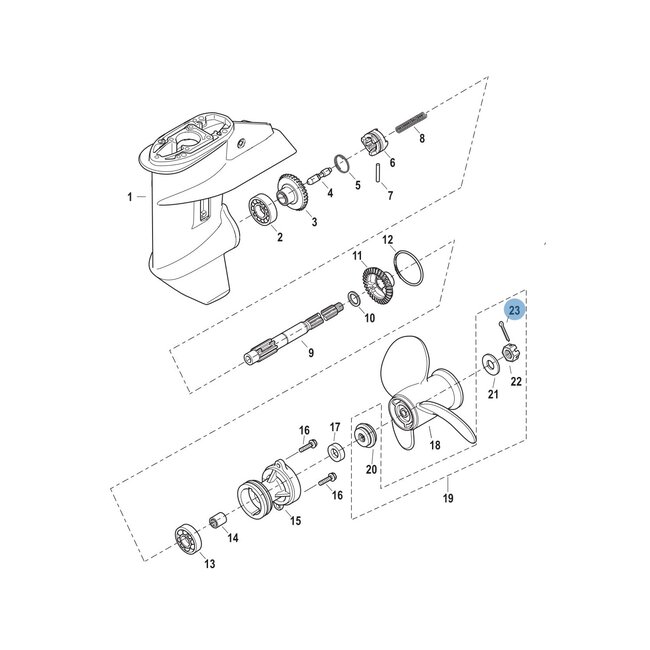 Quicksilver Splitpen RVS voor 15 en 20 pk buitenboordmotor