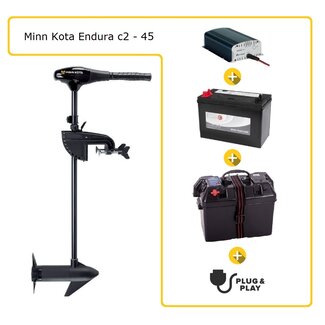 Minn Kota Fluistermotor set Endura C2 45 + accu + accubak + acculader + plug & play