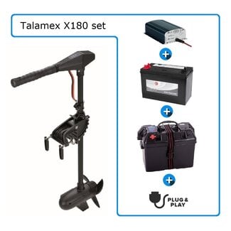 Talamex Fluistermotor set X180 + accu + accubak + acculader + plug & play