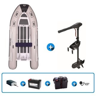 Talamex Silverline 350 RIB (aluminium) rubberboot + X180 fluistermotor + plug & play set