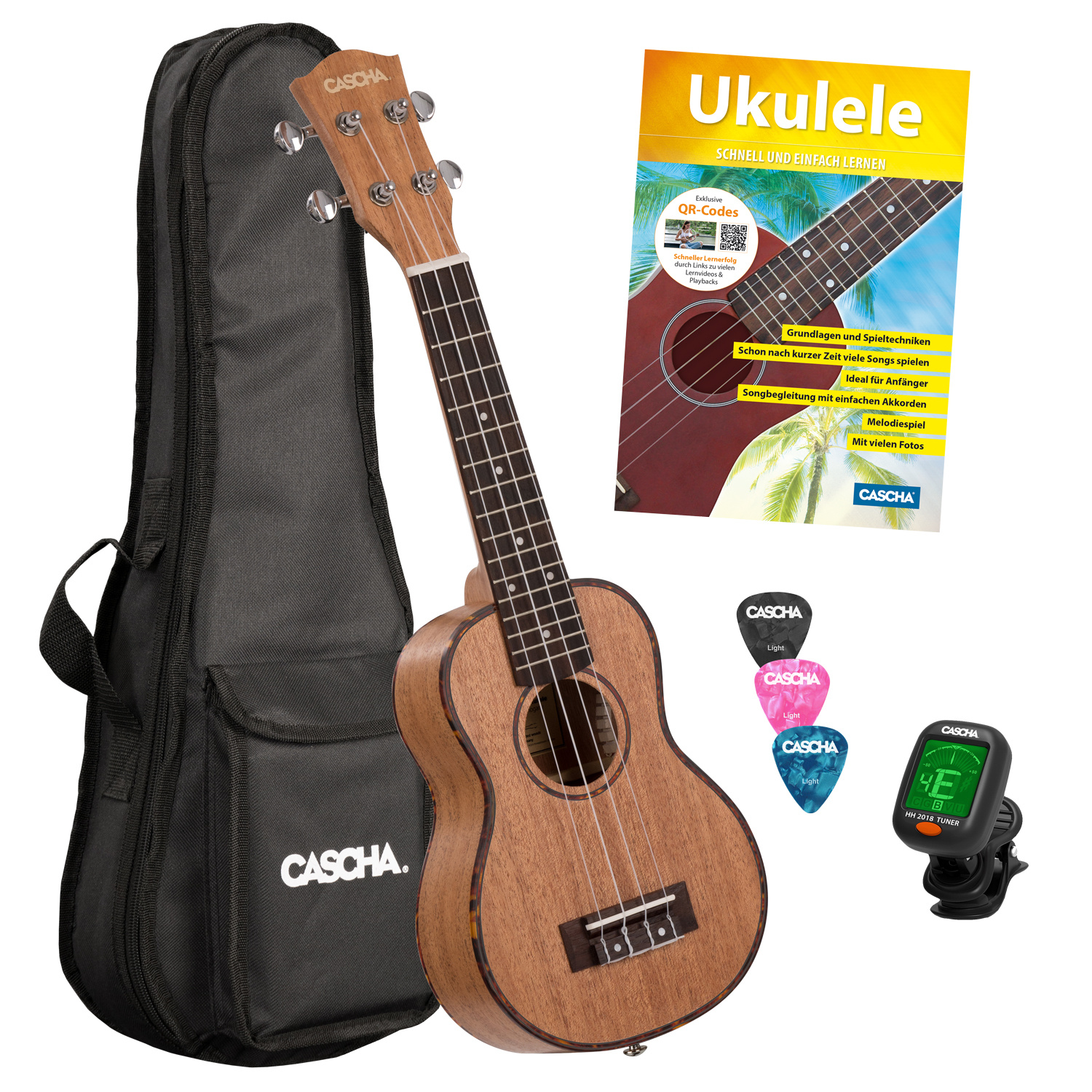 Cascha Cascha Premium Mahagoni Sopran Ukulele Set