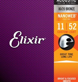 Elixir Elixir - 11-52 - Nanoweb Custom Light - 11027 - 80/20 Bronze