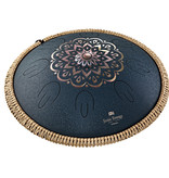 Meinl MEINL Sonic Energy Octave Steel Tongue Drum OSTD2NBE , Marineblau, graviertes Blumendesign, D Amara, 9 Töne, 16" / 40 cm