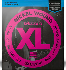 D'Addario D'Addario EXL170-6 Nickel Wound Regular Light Gauge E-Bass