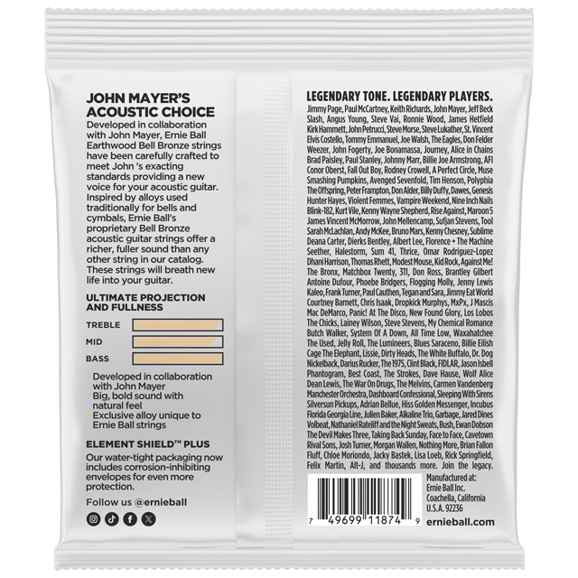 Ernie Ball Ernie Ball - Earthwood - Extra Light - 2350 - Bell Bronze