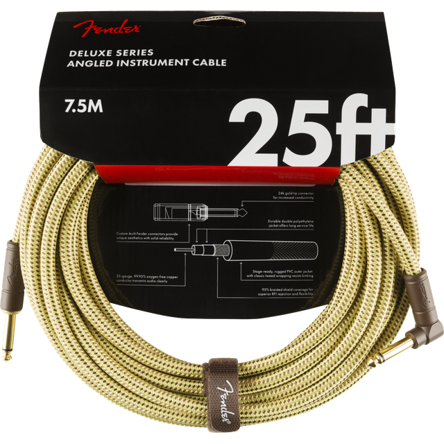Fender  Fender Deluxe Series Instrumentenkabel Tweed 7,5m - Winkel