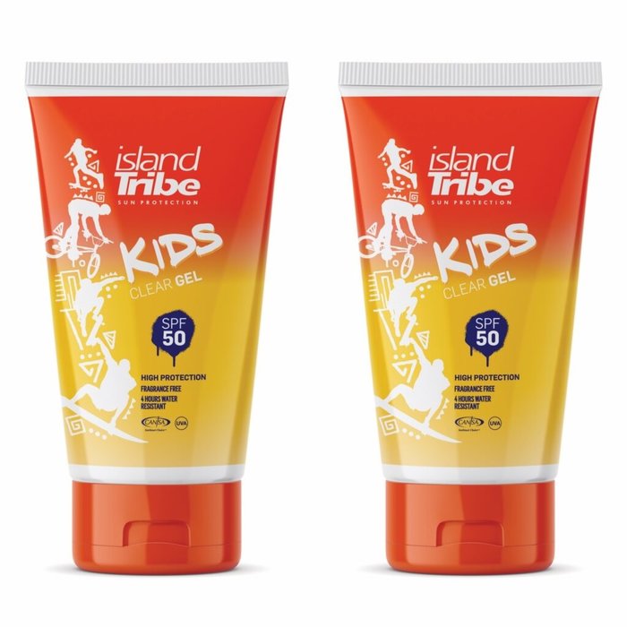 Island Tribe Island Tribe 2 X SPF 50 CLEAR GEL 50 ML OXYBENZONE VRIJ (100 ML) IN KIDS VERPAKKING
