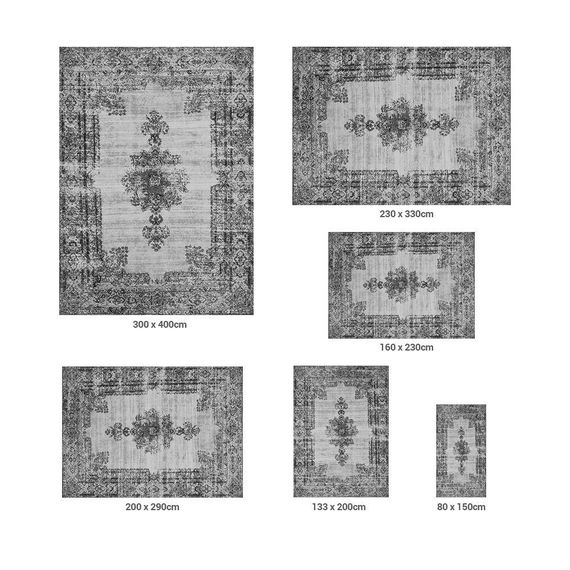 Lifa Living Vintage vloerkleed - Patchwork Donkergrijs