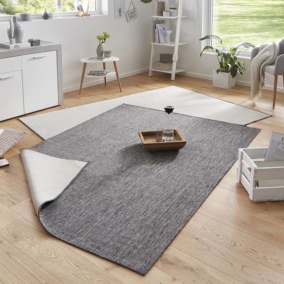 Northrugs Buitenkleed - Twin Solid Grijs/Creme
