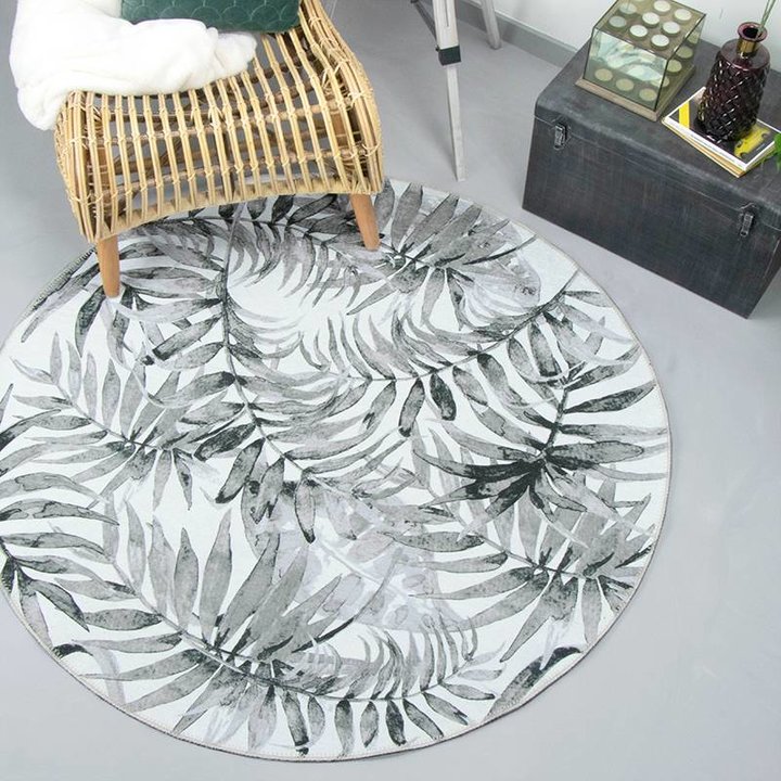 Rond vloerkleed - Palmier Leaves Grey