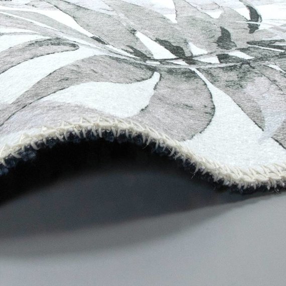 FRAAI Rond vloerkleed - Palmier Leaves Grey