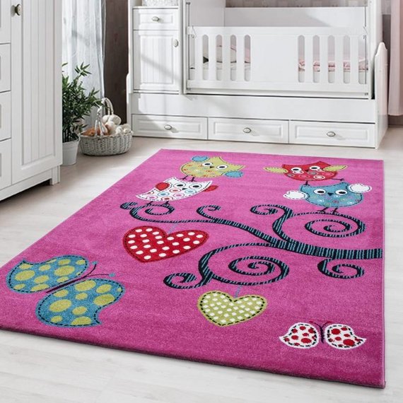 MoMo Carpets Kindervloerkleed - Uiltjes Lila