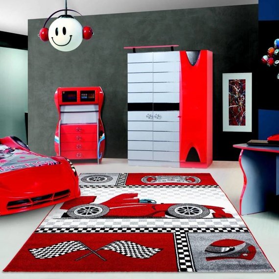 Adana Carpets Kindervloerkleed - Mila Auto Rood