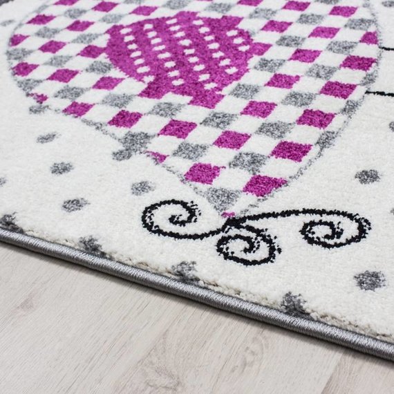 MoMo Carpets Kindervloerkleed - Vogeltjes Roze/Grijs