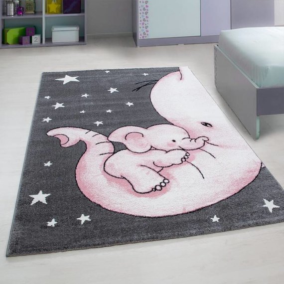 MoMo Carpets Kindervloerkleed - Olifant Roze