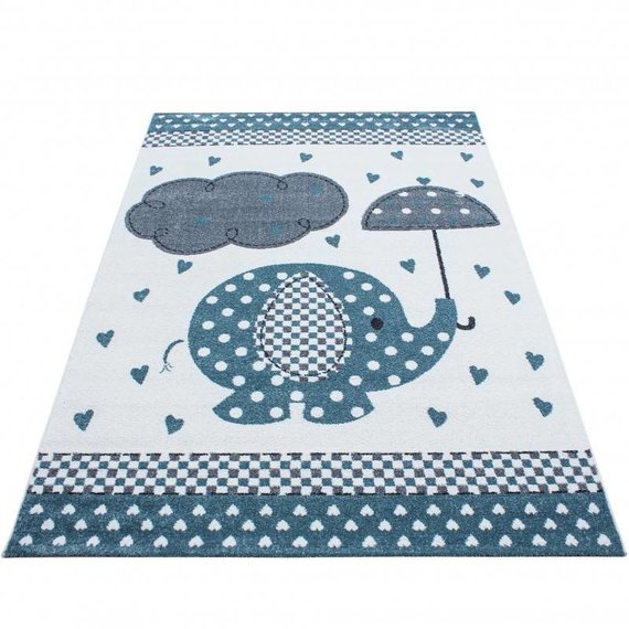 MoMo Carpets Kindervloerkleed - Olifant Paraplu Blauw