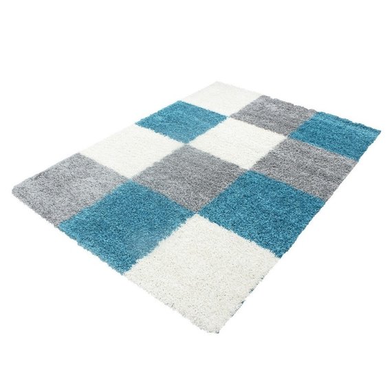 Hoogpolig vloerkleed - Cube Turquoise