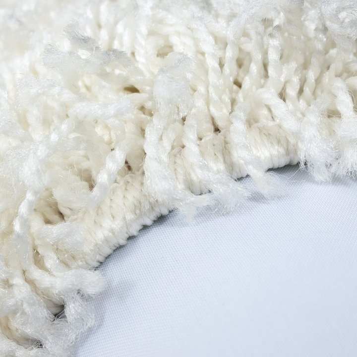 Rond Hoogpolig vloerkleed - Life Creme/Wit