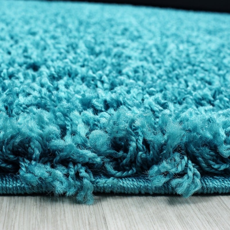 Rond Hoogpolig vloerkleed - Life Turquoise - sfeer