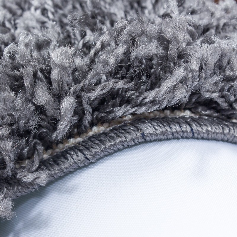 Rond Hoogpolig vloerkleed - Edge Grijs - sfeer