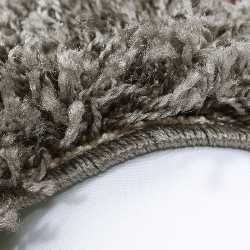 Rond Hoogpolig vloerkleed - Edge Taupe - sfeer