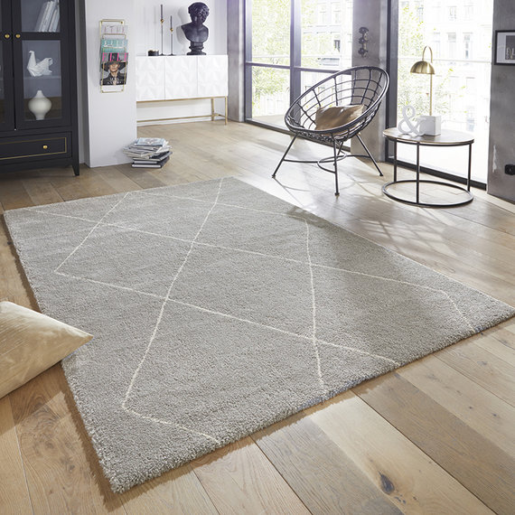 ELLE DECORATION Scandinavisch vloerkleed – Glow Zilver Creme Massy