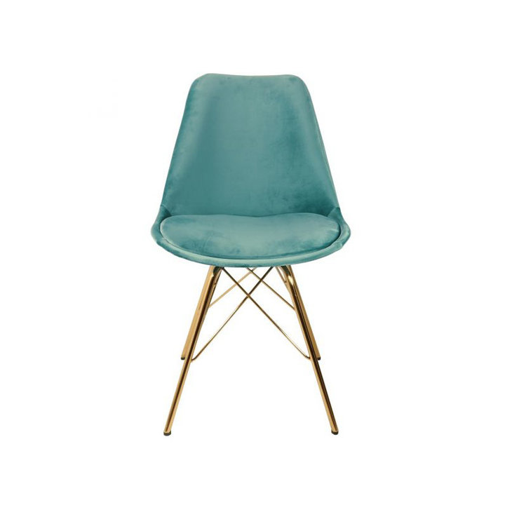 Stoel Velvet Mintgroen - Goud frame