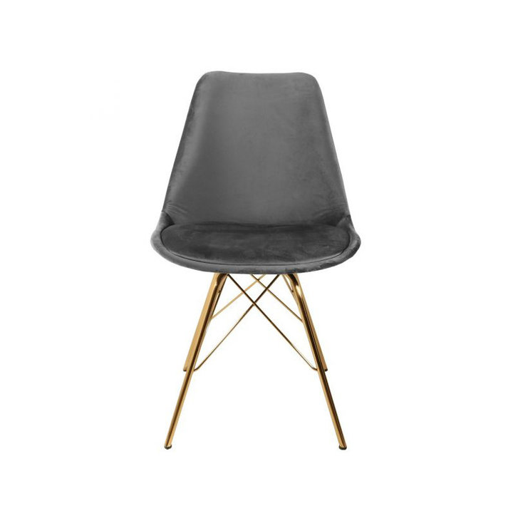Stoel Velvet Donkergrijs - Goud frame