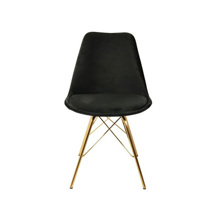 Stoel Velvet Zwart - Goud frame