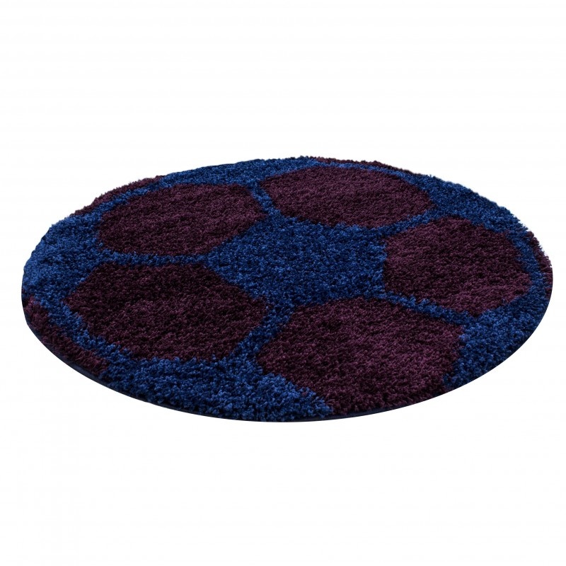Rond Hoogpolig vloerkleed - Fun Blauw - sfeer