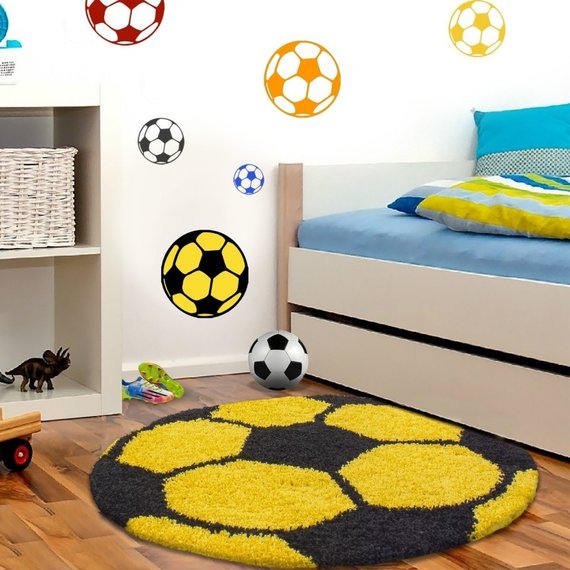 Adana Carpets Rond Hoogpolig vloerkleed - Fun Geel