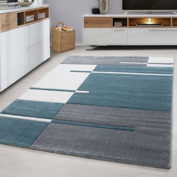 Adana Carpets Modern vloerkleed - Tetris Blauw 1310