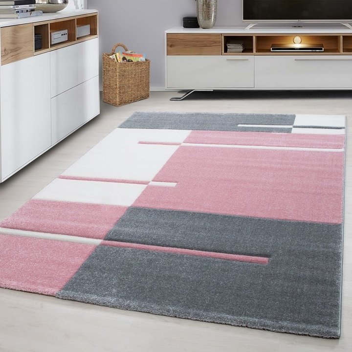 Modern vloerkleed - Tetris Roze 1310