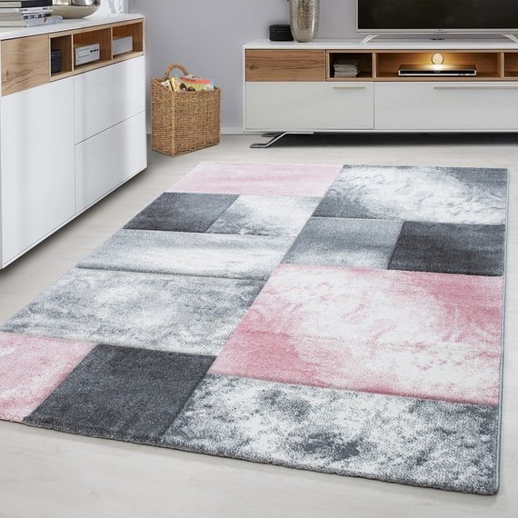 Adana Carpets Modern vloerkleed - Tetris Roze 1710