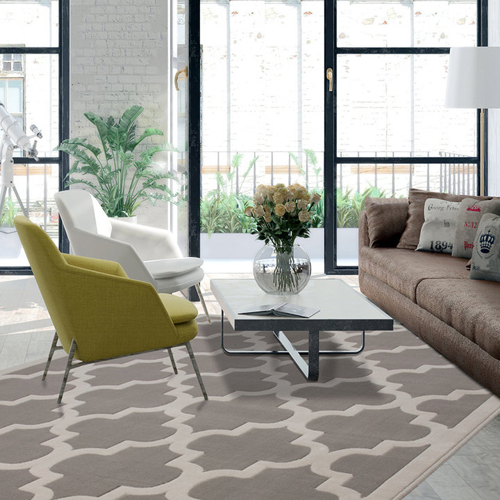 Modern vloerkleed - Mano Ornament Taupe