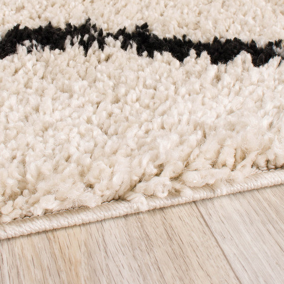 FRAAI Hoogpolig vloerkleed - Grand Moves Creme/Zwart