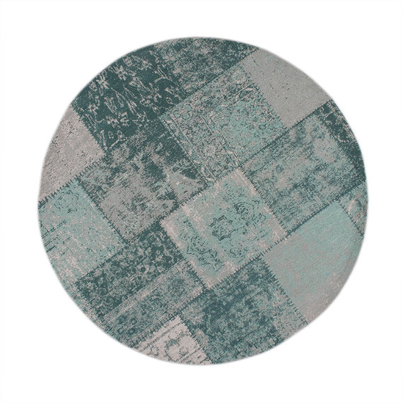 FRAAI Rond patchwork vloerkleed - Dreams mint turquoise