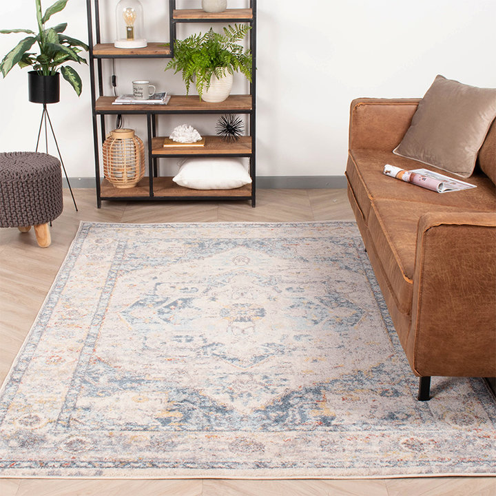 Vintage vloerkleed - Inspire Creme/Blauw No. 217