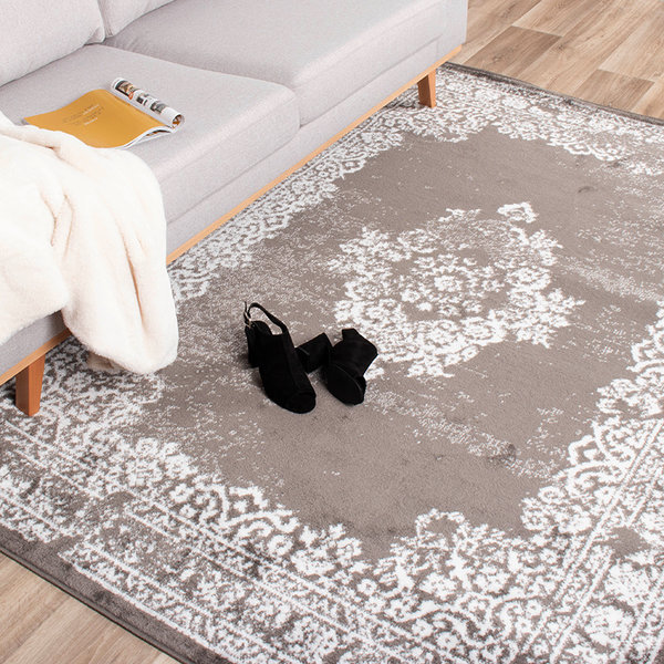 vintage vloerkleed adore medaillon taupe brengt sfeer in je huis volero