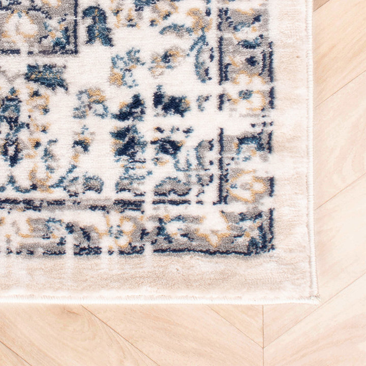 Vintage vloerkleed -  Deep Medaillon Wit/Blauw