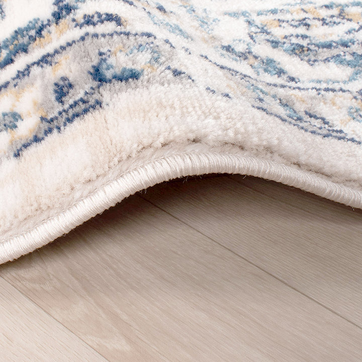 Vintage vloerkleed -  Deep Medaillon Wit/Blauw